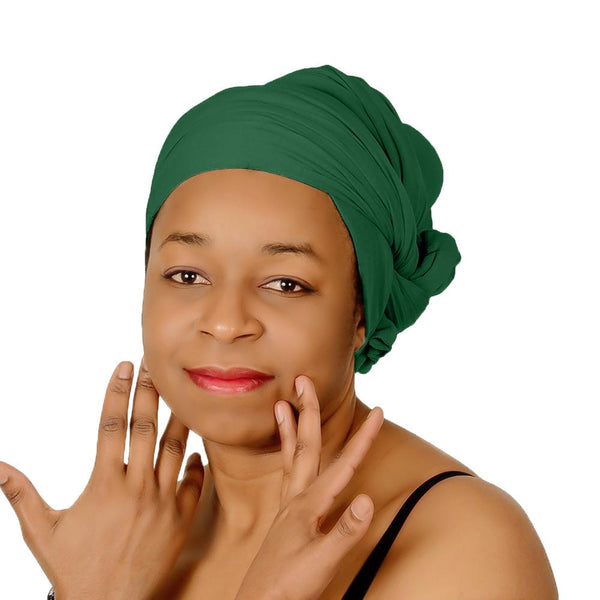 Green Solid Color Turban Headwrap