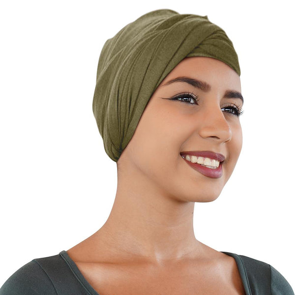 Novarena Olive Green Solid Color Head Wrap Stretch Long Hair Scarf Turban Tie Kente African Hat Jersey Knit Headwrap - Laura Baby and Company