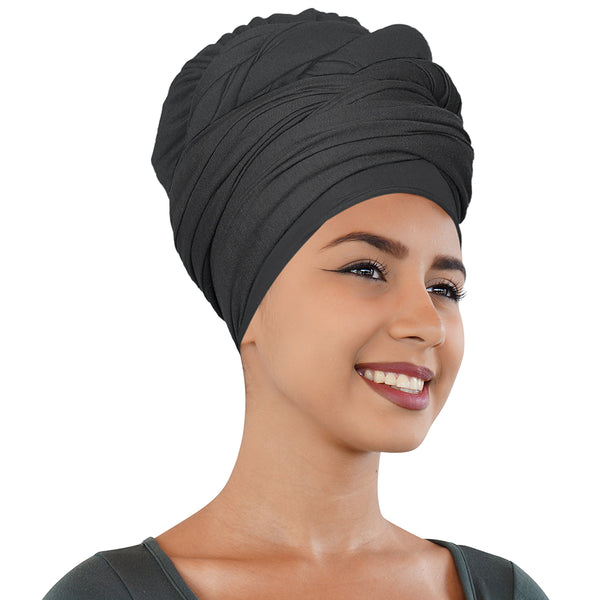 Black and Fuchsia Solid Color Head Wrap-2 Pcs
