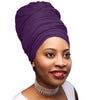 Novarena Purple Solid Color Head Wrap Stretch Long Hair Scarf Turban Tie Kente African Hat Jersey Knit Headwrap - Laura Baby and Company