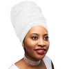 White Stretch Long Hair Scarf Turban