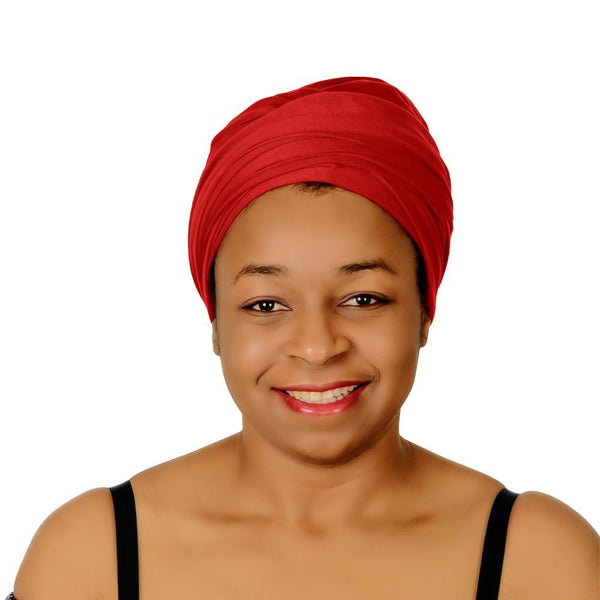 Novarena Crimson Red Solid Color Head Wrap Stretch Long Hair Scarf Turban Tie Kente African Hat Jersey Knit Headwrap - Laura Baby and Company