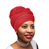 Novarena Crimson Red Solid Color Head Wrap Stretch Long Hair Scarf Turban Tie Kente African Hat Jersey Knit Headwrap - Laura Baby and Company
