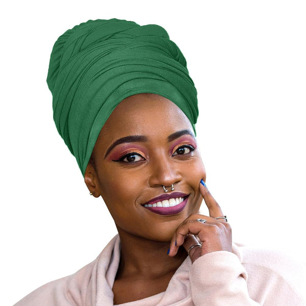 Green Solid Color Turban Headwrap