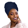 Dark Navy Blue Stretch Long African Head Wrap