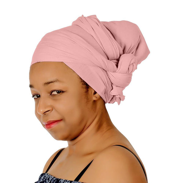 Novarena Baby Pink Solid Color Head Wrap Stretch Long Hair Scarf Turban Tie Kente African Hat Jersey Knit Headwrap - Laura Baby and Company