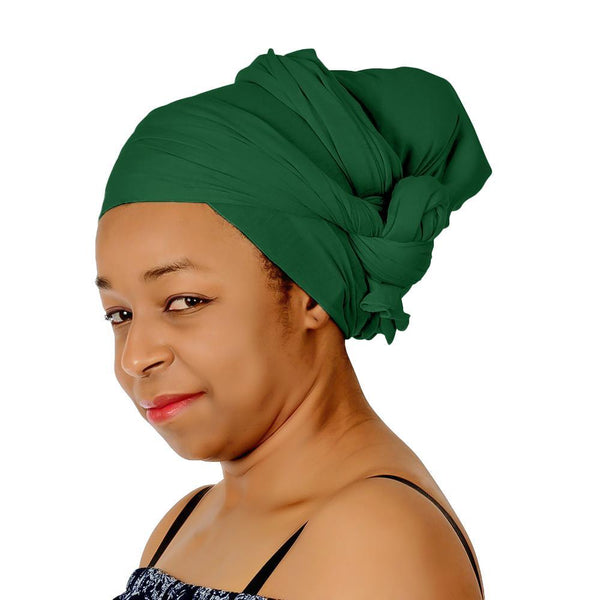 Green Solid Color Turban Headwrap