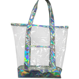 Pu Leather Grey Iridescent Tote Bag